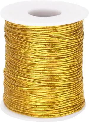 110Yards Gold Elastic String - 1MM Metallic Stretch Cords | Elastic Cords Braiding for DIY Craft, Gift Wrapping, Jewelry Making, Christmas Decor 110Yards Gold Elastic String - 1MM Metallic Stretch Cords | Elastic Cords Braiding for DIY Craft, Gift Wrapping, Jewelry Making, Christmas Decor
