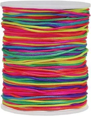 Satin Nylon Trim Cord, 263Feet 1.5mm Rattail Beading String Cord for Arts and Crafts, Macrame Bracelets, Necklaces,DIY, Jewelry Making(Rainbow) Satin Nylon Trim Cord, 263Feet 1.5mm Rattail Beading String Cord for Arts and Crafts, Macrame Bracelets, Necklaces,DIY, Jewelry Making(Rainbow)