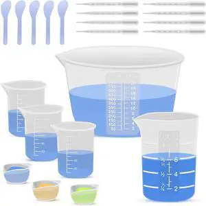 Silicone Resin Mixing Measuring Cups for Resin Supplies, 600ml/20oz Bowl, 250 & 100ml Thickened Reusable Silicone Cups for Epoxy Mixing, with Stir Sticks and Pipettes, Jewelry Making Silicone Resin Mixing Measuring Cups for Resin Supplies, 600ml/20oz Bowl, 250 & 100ml Thickened Reusable Silicone Cups for Epoxy Mixing, with Stir Sticks and Pipettes, Jewelry Making