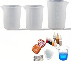 Silicone Measuring Cups for Resin, 3 Pack (2x100ml & 1x250ml), No-Spill Pouring Spout, Reusable Mixing Cups for Epoxy Resin, DIY Crafts Silicone Measuring Cups for Resin, 3 Pack (2x100ml & 1x250ml), No-Spill Pouring Spout, Reusable Mixing Cups for Epoxy Resin, DIY Crafts
