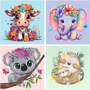 4 Pack Paint by Numbers for Kid Ages 4-8 Animals 8x8inch | Animal Paint by Number Kits for Kids, DIY Animal Oil Painting for Home Decoration 4 Pack Paint by Numbers for Kid Ages 4-8 Animals 8x8inch | Animal Paint by Number Kits for Kids, DIY Animal Oil Painting for Home Decoration