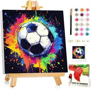 Paint by Numbers Kit for Kids with Frame and Easel, Soccer, 8x8 inch | Soccer Paint by Numbers for Kids Ages 4-8-12, with Frame, Wooden Easel, Gifts Box, Fun and Relaxing,Home Wall Decor Paint by Numbers Kit for Kids with Frame and Easel, Soccer, 8x8 inch | Soccer Paint by Numbers for Kids Ages 4-8-12, with Frame, Wooden Easel, Gifts Box, Fun and Relaxing,Home Wall Decor