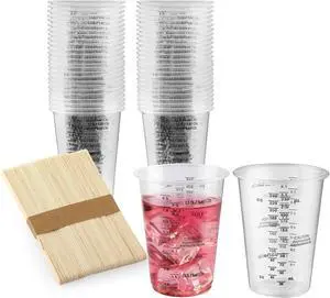50PCS Resin Epoxy Mixing Cups, 8oz Clear Plastic Paint Measuring Cups with 50pcs Wooden Stirring Sticks for Epoxy Resins, Mixing Paint, Pigments, Resins 50PCS Resin Epoxy Mixing Cups, 8oz Clear Plastic Paint Measuring Cups with 50pcs Wooden Stirring Sticks for Epoxy Resins, Mixing Paint, Pigments, Resins