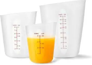 Silicone Measuring Cups for Melting ChocolateSet of 3 (2-Cup, 1-Cup, 1/2-Cup) Flexible Squeeze and Pour Silicone Cups for Baking, Resin Mixing & Candy Making, Microwave Safe & BPA-Free Silicone Measuring Cups for Melting ChocolateSet of 3 (2-Cup, 1-Cup, 1/2-Cup) Flexible Squeeze and Pour Silicone Cups for Baking, Resin Mixing & Candy Making, Microwave Safe & BPA-Free