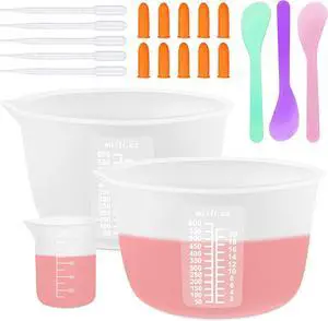 Silicone Resin Measuring Cups, 600ml with Stir Sticks | Non-Stick Silicone, Easy Peel-Off, for Epoxy Resin, Jewelry Making, Candle & Paint Mixing, Reusable Craft Supplies Silicone Resin Measuring Cups, 600ml with Stir Sticks | Non-Stick Silicone, Easy Peel-Off, for Epoxy Resin, Jewelry Making, Candle & Paint Mixing, Reusable Craft Supplies