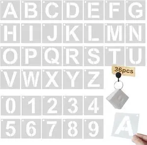 1 Inch Letter Stencils Kit, Alphabet Art Craft Stencils, Reusable Plastic Letters and Numbers Stencil Set for Wood, Wall, Fabric, Rock, Chalkboard, Signage and DIY Art Projects (White, 36 Pcs) 1 Inch Letter Stencils Kit, Alphabet Art Craft Stencils, Reusable Plastic Letters and Numbers Stencil Set for Wood, Wall, Fabric, Rock, Chalkboard, Signage and DIY Art Projects (White, 36 Pcs)