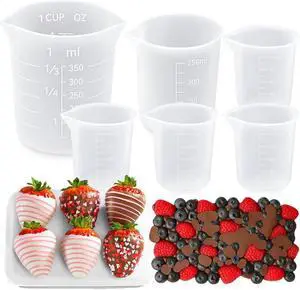 6PCS Silicone Measuring Cups for Melting Chocolate, Dishwasher Safe | Silicone Chocolate Melting Cup Set with 100/250/350ml Capacity, Baking Supplies Accessories for DIY Chocolate Molds 6PCS Silicone Measuring Cups for Melting Chocolate, Dishwasher Safe | Silicone Chocolate Melting Cup Set with 100/250/350ml Capacity, Baking Supplies Accessories for DIY Chocolate Molds