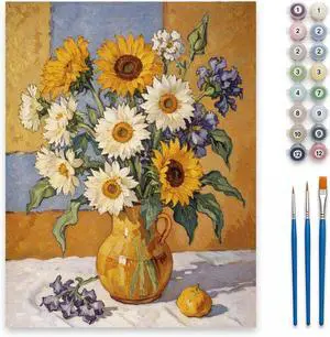 Paint by Numbers Kit for Adults - Sunflowers DIY Paint by Number Canvas Art Kit, 16x20 in Oil Painting by Nubmers Kit for Relaxation and Home Decor, Acrylic Paint Set Paint by Numbers Kit for Adults - Sunflowers DIY Paint by Number Canvas Art Kit, 16x20 in Oil Painting by Nubmers Kit for Relaxation and Home Decor, Acrylic Paint Set