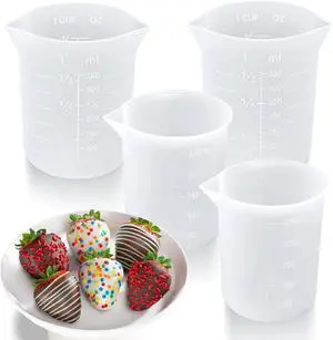 Silicone Cups for Melting Chocolate, 4PCS Silicone Measuring Cups with 250 & 350ml Capacity, Reusable Baking Supplies for DIY Chocolate Molds Silicone Cups for Melting Chocolate, 4PCS Silicone Measuring Cups with 250 & 350ml Capacity, Reusable Baking Supplies for DIY Chocolate Molds