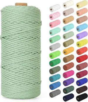 Macrame Cord 3mm x 109Yards (328Feet), Natural Cotton Macrame Rope - 4 Strands Twisted Macrame Cotton Cord for Wall Hanging, Plant Hangers, Crafts, Gift Wrapping and Wedding Decorations, Bluish Green Macrame Cord 3mm x 109Yards (328Feet), Natural Cotton Macrame Rope - 4 Strands Twisted Macrame Cotton Cord for Wall Hanging, Plant Hangers, Crafts, Gift Wrapping and Wedding Decorations, Bluish Green