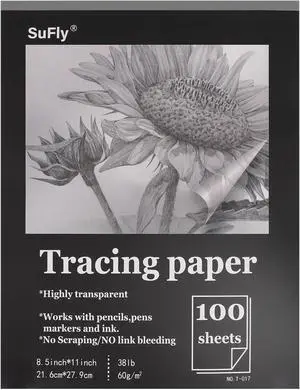 Tracing Paper Pad 8.5"x 11", Transparent Vellum Paper_100 Sheets_38Lb | Tracing Paper for Drawing, Clear Trace Paper Pad for Pencil, Marker and Ink, Made for Trace Images, Sketching and Overlays Tracing Paper Pad 8.5"x 11", Transparent Vellum Paper_100 Sheets_38Lb | Tracing Paper for Drawing, Clear Trace Paper Pad for Pencil, Marker and Ink, Made for Trace Images, Sketching and Overlays