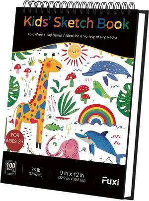 Sketch Book for Kids, 9" x 12" Kids Sketch Pad, 100 Sheets_73lb/120gsm | Top Spiral Sketchbook for Kids, Acid-Free Thick White Drawing Paper for Kids, Craft Activities, Art Supplies for Kids 9-12 Sketch Book for Kids, 9" x 12" Kids Sketch Pad, 100 Sheets_73lb/120gsm | Top Spiral Sketchbook for Kids, Acid-Free Thick White Drawing Paper for Kids, Craft Activities, Art Supplies for Kids 9-12