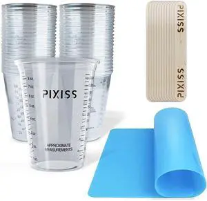 Disposable Measuring Cups For Resin - 20x 10 Ounce Graduated Mixing Cups for Epoxy Resin - Cups with Measuring Lines, Large Silicone Sheet for Crafts Resin Jewelry, 20 Mixing Sticks Disposable Measuring Cups For Resin - 20x 10 Ounce Graduated Mixing Cups for Epoxy Resin - Cups with Measuring Lines, Large Silicone Sheet for Crafts Resin Jewelry, 20 Mixing Sticks