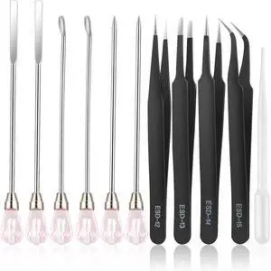11 Pcs Resin Spoon Tools Kit-Metal Stir Sticks Resin Spoons Poke Needle with Anti-Static Stainless Steel Precision Tweezers Set for Resin Crafts,Jewelry Making,DIY Epoxy Silicone Resin Molds(Pink) 11 Pcs Resin Spoon Tools Kit-Metal Stir Sticks Resin Spoons Poke Needle with Anti-Static Stainless Steel Precision Tweezers Set for Resin Crafts,Jewelry Making,DIY Epoxy Silicone Resin Molds(Pink)