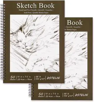 2 Pack 50 Sheets Spiral Bound Art Sketchbook, 10 x 7.5 Inch 100GSM Acid-Free Drawing Paper, Sketch Books with Cardboard Backing for Artists and Students 2 Pack 50 Sheets Spiral Bound Art Sketchbook, 10 x 7.5 Inch 100GSM Acid-Free Drawing Paper, Sketch Books with Cardboard Backing for Artists and Students