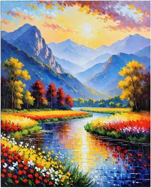 Scenery Paint by Numbers Kit for Adults Flowers Paint by Numbers Mountain Stream DIY Canvas Oil Painting for Gift Home Wall Decor 16x20 Inch Scenery Paint by Numbers Kit for Adults Flowers Paint by Numbers Mountain Stream DIY Canvas Oil Painting for Gift Home Wall Decor 16x20 Inch
