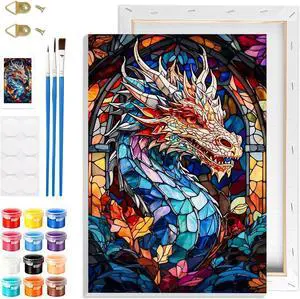 Dragon Paint by Numbers Kits with Frame for Adults Beginners, DIY Animals Paint by Numbers for Kids, Painting Art on Canvas Gifts Home Wall Decor 20x30cm Dragon Paint by Numbers Kits with Frame for Adults Beginners, DIY Animals Paint by Numbers for Kids, Painting Art on Canvas Gifts Home Wall Decor 20x30cm