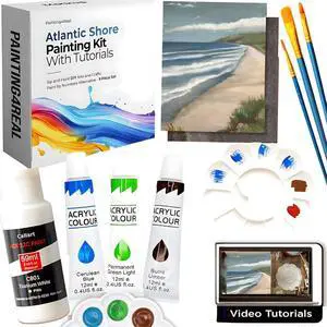DIY Painting Class Kits for Adults with Video Tutorials, Learn to Paint Atlantic Coast, How to Paint with Acrylic Paint Sets for Adult, 9 Peices Art Set & Painting Supplies Gifts for Mom DIY Painting Class Kits for Adults with Video Tutorials, Learn to Paint Atlantic Coast, How to Paint with Acrylic Paint Sets for Adult, 9 Peices Art Set & Painting Supplies Gifts for Mom
