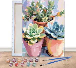 Framed Paint by Numbers Kit for Adults Green Succulent, DIY Oil Painting on Canvas with Frame, Plants Paint by Numbers Set for Home Wall Decor 8x12 Inch/20x30 cm Framed Paint by Numbers Kit for Adults Green Succulent, DIY Oil Painting on Canvas with Frame, Plants Paint by Numbers Set for Home Wall Decor 8x12 Inch/20x30 cm