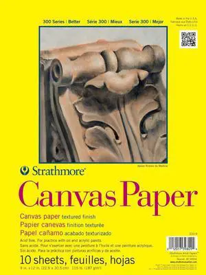 300 Series Glue Bound Canvas Paper Pad, 115 lb. Canvas Texture, 9 X 12 inches, White, 10 Sheets (310-9) 300 Series Glue Bound Canvas Paper Pad, 115 lb. Canvas Texture, 9 X 12 inches, White, 10 Sheets (310-9)