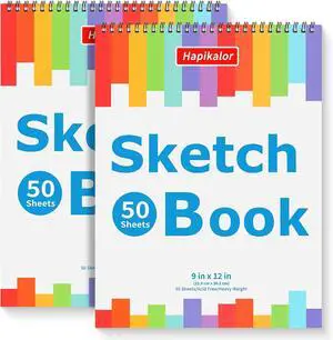 9" x 12" Sketch Book, 2-Pack 50 Sheets Spiral Bound Art Sketchbook Notebook | Acid Free Artist Drawing Book Paper, Art Supplies for Adults Kids, Coloring Book, Sketch Paper for Drawing Coloring Sketch 9" x 12" Sketch Book, 2-Pack 50 Sheets Spiral Bound Art Sketchbook Notebook | Acid Free Artist Drawing Book Paper, Art Supplies for Adults Kids, Coloring Book, Sketch Paper for Drawing Coloring Sketch