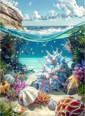 5D Diamond Art Kits for Adults Shell, Full Drill DIY Rhinestone Embroidery Set Paint with Diamonds Art Shell on The Beach by Number Kits Cross Stitch Home Wall Craft Decoration 12x16 Inch 5D Diamond Art Kits for Adults Shell, Full Drill DIY Rhinestone Embroidery Set Paint with Diamonds Art Shell on The Beach by Number Kits Cross Stitch Home Wall Craft Decoration 12x16 Inch