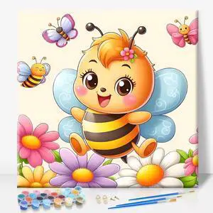 Framed Paint by Numbers Kit for Kids Ages 4-12, Bee Theme, 10x10 Inch | DIY Acrylic Painting Set with Frame for Beginners, Complete Art Kit with Canvas, Brushes & Paints, Home Decor Gift Framed Paint by Numbers Kit for Kids Ages 4-12, Bee Theme, 10x10 Inch | DIY Acrylic Painting Set with Frame for Beginners, Complete Art Kit with Canvas, Brushes & Paints, Home Decor Gift
