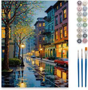 Paint by Number Kit for Adults Beginners - 16x20 Inch DIY Street Landscape Paint by Numbers, Oil Painting Kit for Home Wall Decor, Stress Relief with Acrylic Paint Set and 3 Brushes Paint by Number Kit for Adults Beginners - 16x20 Inch DIY Street Landscape Paint by Numbers, Oil Painting Kit for Home Wall Decor, Stress Relief with Acrylic Paint Set and 3 Brushes