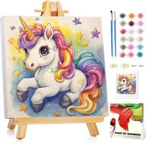 Paint by Numbers Kit for Kids with Frame and Easel, Unicorn, 8x8 inch | Unicorn Paint by Numbers for Kids Ages 4-8-12, with Frame, Wooden Easel, Gifts Box, Fun and Relaxing,Home Wall Decor Paint by Numbers Kit for Kids with Frame and Easel, Unicorn, 8x8 inch | Unicorn Paint by Numbers for Kids Ages 4-8-12, with Frame, Wooden Easel, Gifts Box, Fun and Relaxing,Home Wall Decor