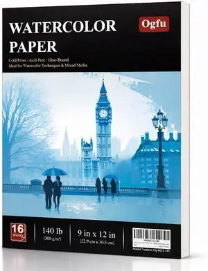 Watercolor Paper Pad, 9"x12" Water Color Paper, 140lb/300gsm | Watercolor Sketchbook for Beginners, Students, Art Paper for Watercolor Painting, Drawing & Art Supplies,16 Sheets Watercolor Paper Pad, 9"x12" Water Color Paper, 140lb/300gsm | Watercolor Sketchbook for Beginners, Students, Art Paper for Watercolor Painting, Drawing & Art Supplies,16 Sheets