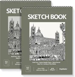 9"x12" Sketch Book, 2-Pack 50 Sheets Spiral Bound Art Sketchbook | Acid Free Artist Drawing Book Paper, Art Supplies for Kids, Sketch Paper for Drawing Coloring Sketching, Green 9"x12" Sketch Book, 2-Pack 50 Sheets Spiral Bound Art Sketchbook | Acid Free Artist Drawing Book Paper, Art Supplies for Kids, Sketch Paper for Drawing Coloring Sketching, Green