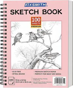 9"X12" Sketch Book, 100 Sheets, 68 lb/100gsm Sketchbook, Pink | Acid Free Drawing Paper | Spiral Bound Artist Sketch Pad | for Kids, Beginners, Artists & Professionals | Bright White 9"X12" Sketch Book, 100 Sheets, 68 lb/100gsm Sketchbook, Pink | Acid Free Drawing Paper | Spiral Bound Artist Sketch Pad | for Kids, Beginners, Artists & Professionals | Bright White