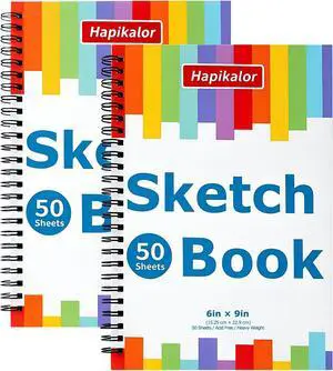6" x 9" Sketch Book, 2-Pack 50 Sheets 68lb/100gsm, Spiral Bound Sketchbook | Acid-Free Sketch Pad, Drawing Paper, Drawing Pad for Kids Artists Beginners Professional, Art Supplies for Adults 6" x 9" Sketch Book, 2-Pack 50 Sheets 68lb/100gsm, Spiral Bound Sketchbook | Acid-Free Sketch Pad, Drawing Paper, Drawing Pad for Kids Artists Beginners Professional, Art Supplies for Adults