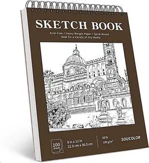 Sketch Book 9x12, 100 Sheets Drawing Pad, Art Sketchbook for Kids | 68lb acid-free Paper,no bleed-through, clean erase, top spiral lay-flat, micro-perforated, for kids, adults, all skill levels Sketch Book 9x12, 100 Sheets Drawing Pad, Art Sketchbook for Kids | 68lb acid-free Paper,no bleed-through, clean erase, top spiral lay-flat, micro-perforated, for kids, adults, all skill levels
