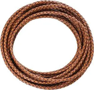 5.5 Yards Genuine Bolo Leather Cord 4mm Round Braided for DIY | Braided Leather Cord Strip, 5m Long Antique Strap, 4mm Thick for Bracelet, Necklace, Beading Jewelry Making (Brown) 5.5 Yards Genuine Bolo Leather Cord 4mm Round Braided for DIY | Braided Leather Cord Strip, 5m Long Antique Strap, 4mm Thick for Bracelet, Necklace, Beading Jewelry Making (Brown)