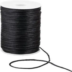 2 mm x 95 Yards Satin Nylon Cord Nylon String for Jewelry Making Bracelet Necklaces Beading Knot Craft (Black, 2 mm) 2 mm x 95 Yards Satin Nylon Cord Nylon String for Jewelry Making Bracelet Necklaces Beading Knot Craft (Black, 2 mm)