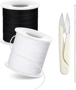 Stretchy Bracelet String Kit with Scissors & Beading Needle, 2 Rolls Elastic String for DIY Crafts, 1mm Stretchy Cord for Jewelry Making Sewing Necklace Beading, 330FT, (Black, White) Stretchy Bracelet String Kit with Scissors & Beading Needle, 2 Rolls Elastic String for DIY Crafts, 1mm Stretchy Cord for Jewelry Making Sewing Necklace Beading, 330FT, (Black, White)