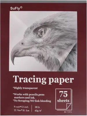 Tracing Paper for Drawing, 9'' X 12'' Tracing Paper Pad, 75 Sheets | Transparent Vellum Paper for Tracing Pads, 38lb/60gsm Trace Paper Pad for Sketching, Preliminary Drawing, Overlays Images Tracing Paper for Drawing, 9'' X 12'' Tracing Paper Pad, 75 Sheets | Transparent Vellum Paper for Tracing Pads, 38lb/60gsm Trace Paper Pad for Sketching, Preliminary Drawing, Overlays Images