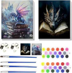 2 Pack Dragon Paint by Numbers Kit for Adults Beginner with Framed,Flower Easy Adult Paint by Number Kits on Canvas DIY Painting for Beginners Art by Numbers for Home Wall Decor 10x12 Inch 2 Pack Dragon Paint by Numbers Kit for Adults Beginner with Framed,Flower Easy Adult Paint by Number Kits on Canvas DIY Painting for Beginners Art by Numbers for Home Wall Decor 10x12 Inch
