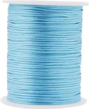 1mm Baby Blue Satin Cord for Macrame Chinese Knotting | 100 YDs Rat Tail Silk Nylon String for Friendship Bracelets, Necklaces, Jewelry Making, Beading, Kumihimo, Crafts, Outdoor 1mm Baby Blue Satin Cord for Macrame Chinese Knotting | 100 YDs Rat Tail Silk Nylon String for Friendship Bracelets, Necklaces, Jewelry Making, Beading, Kumihimo, Crafts, Outdoor