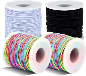 1mm Elastic Bracelet String 4 Rolls Strong Stretch Cord 660FT | Durable Elastic Cord, Black White 2 Rainbow, Easy Knotting, Fits Most Bead Sizes, for DIY Bracelet Necklaces Making and Kandi 1mm Elastic Bracelet String 4 Rolls Strong Stretch Cord 660FT | Durable Elastic Cord, Black White 2 Rainbow, Easy Knotting, Fits Most Bead Sizes, for DIY Bracelet Necklaces Making and Kandi