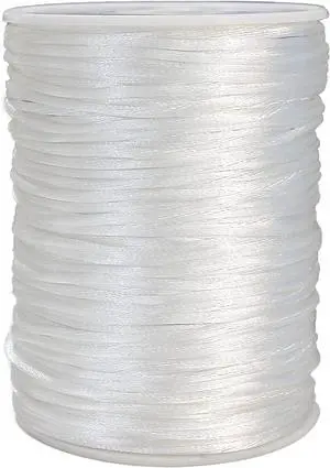 Satin Rattail Nylon Cord, 300 Feet 2mm White Beading Satin String for Chinese Knotting, Arts and Crafts, Macrame Bracelets, Necklaces, Jewelry Making (White) Satin Rattail Nylon Cord, 300 Feet 2mm White Beading Satin String for Chinese Knotting, Arts and Crafts, Macrame Bracelets, Necklaces, Jewelry Making (White)