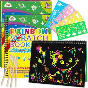 2 Pack Rainbow Scratch Paper Notebooks: Art Crafts for Kids Ages 4-8 | Birthday Gift Games for Kids Girls Boys Kits School Party Toys Party Travel Activity 2 Pack Rainbow Scratch Paper Notebooks: Art Crafts for Kids Ages 4-8 | Birthday Gift Games for Kids Girls Boys Kits School Party Toys Party Travel Activity