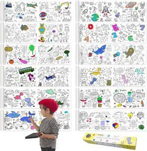 12PCS Childrens Drawing Roll, 35.4" x 11.8" Coloring Paper Rolls Graffiti Scroll DIY Filling Picture Desktop Painting Paper for Kids Gift 12PCS Childrens Drawing Roll, 35.4" x 11.8" Coloring Paper Rolls Graffiti Scroll DIY Filling Picture Desktop Painting Paper for Kids Gift