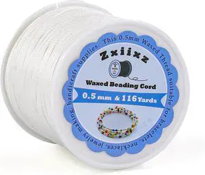 0.5mm Waxed Cord, White Beading Thread Friendship Bracelet String | 116 Yards String For Bracelet Making Waxed Necklace Cord String for Jewelry Making DIY Craft Supplies 0.5mm Waxed Cord, White Beading Thread Friendship Bracelet String | 116 Yards String For Bracelet Making Waxed Necklace Cord String for Jewelry Making DIY Craft Supplies