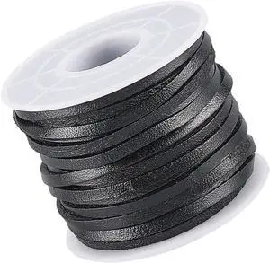 10 Yards 3mm Flat Cowhide Leather DIY Cord Rope Genuine Leather Strap Braiding Strip Thread String Lace Cording for Necklace Bracelets Jewelry Making Crafting Wraps Beading(Black) 10 Yards 3mm Flat Cowhide Leather DIY Cord Rope Genuine Leather Strap Braiding Strip Thread String Lace Cording for Necklace Bracelets Jewelry Making Crafting Wraps Beading(Black)