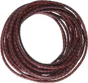 5.5 Yards Genuine Leather Cord 4mm Round Braided Bolo Leather Cord Brown Strip Braiding Antique Strap 5m Long for Bracelet Necklace Beading DIY (Antique Brown Distressed) 5.5 Yards Genuine Leather Cord 4mm Round Braided Bolo Leather Cord Brown Strip Braiding Antique Strap 5m Long for Bracelet Necklace Beading DIY (Antique Brown Distressed)