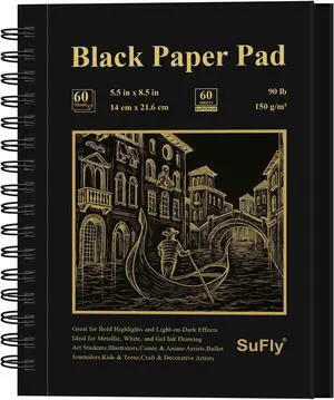 Black Paper Sketchbook 5.5 x 8.5, 60 Sheets (90lb/150gsm) Artist Papers for Drawing | Black Paper for Colored Pencils & Gel Pens, Artist Supplies, Sketch Books for Teens and Adults. Black Paper Sketchbook 5.5 x 8.5, 60 Sheets (90lb/150gsm) Artist Papers for Drawing | Black Paper for Colored Pencils & Gel Pens, Artist Supplies, Sketch Books for Teens and Adults.