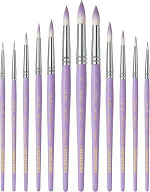 12 Pcs Round Professional Artist Watercolor Paint Brush Set, Purple | Paint Brushes for Watercolor, Oil, Gouache and Acrylic Painting 12 Pcs Round Professional Artist Watercolor Paint Brush Set, Purple | Paint Brushes for Watercolor, Oil, Gouache and Acrylic Painting