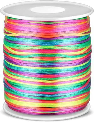Anezus Rainbow Color Nylon Cord, Nylon Craft String, Silky Satin Rattail Cord Beading String for Braided Bracelets, Pendants Necklace, Macrame Keychains, Lanyards, Drawstring Bags, DIY Crafts, Sewing Anezus Rainbow Color Nylon Cord, Nylon Craft String, Silky Satin Rattail Cord Beading String for Braided Bracelets, Pendants Necklace, Macrame Keychains, Lanyards, Drawstring Bags, DIY Crafts, Sewing